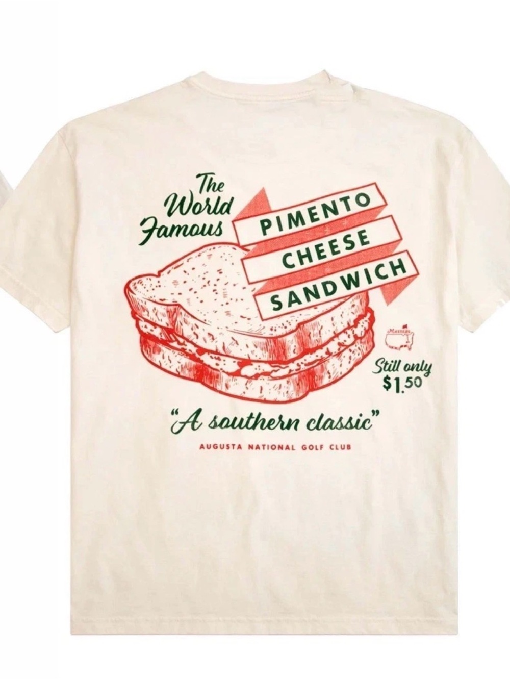 Pimento Cheese Sandwich Masters Cream T-Shirt / Size Large